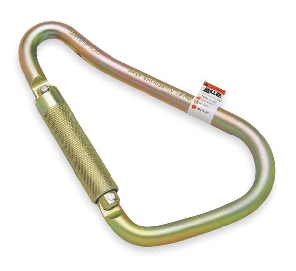 Carabiner, Twist-Lock, 8 5/8 in L, Zinc-Plated Alloy Steel, Gold