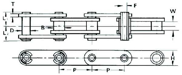Roller Chain, Conveyor, C2080HP ANSI, 10 ft
