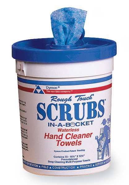 Hand Cleaning Towels, 10 in x 12 in, Scrubs-in-a-Bucket, 72 Wipes/Bucket, Aloe/Vitamin E, Citrus