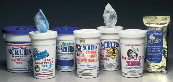 Hand Cleaning Towels, 10 in x 12 in, Scrubs-in-a-Bucket, 72 Wipes/Bucket, Aloe/Vitamin E, Citrus