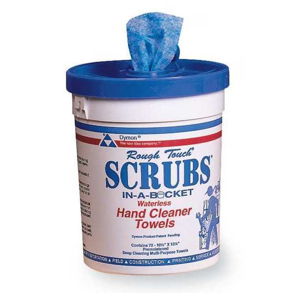 Hand Cleaning Towels, 10 in x 12 in, Scrubs-in-a-Bucket, 72 Wipes/Bucket, Aloe/Vitamin E, Citrus