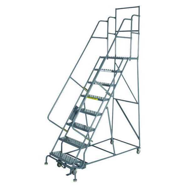 116 in H Steel Rolling Ladder, 8 Steps