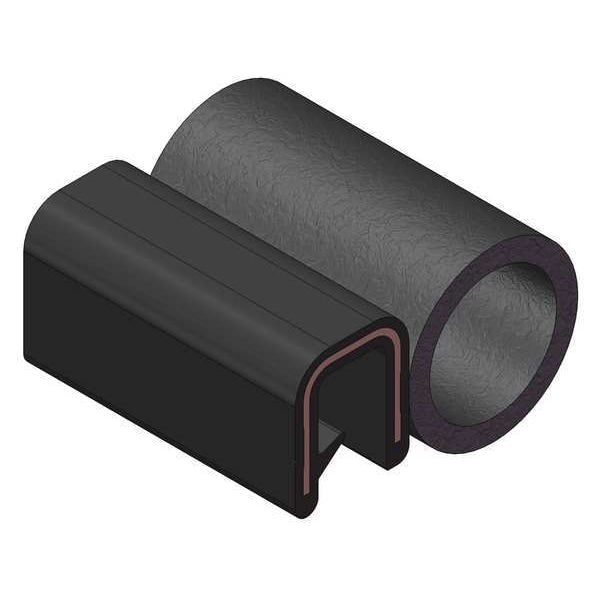 Edge Grip Seal, EPDM, 100 ft Length, 0.63875 in Overall Width, Style: Trim with a Top Bulb