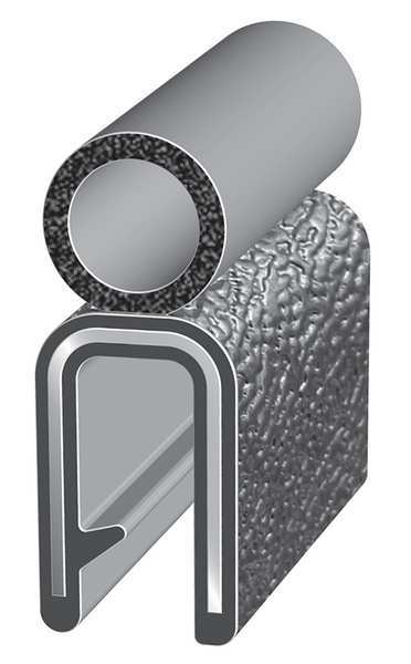Edge Grip Seal, EPDM, 100 ft Length, 0.437 in Overall Width, Style: Trim with a Side Bulb