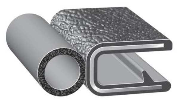 Edge Grip Seal, EPDM, 25 ft Length, 0.375 in Overall Width, Style: Trim with a Side Bulb