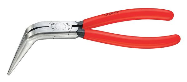 8 in Bent Long Nose Plier Plastic Coated Handle