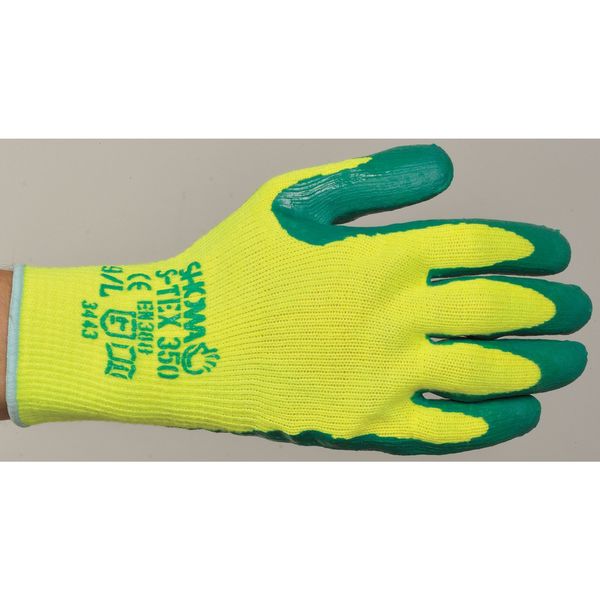 Hi-Vis Cut Resistant Coated Gloves, 4 Cut Level, Nitrile, M, 1 PR