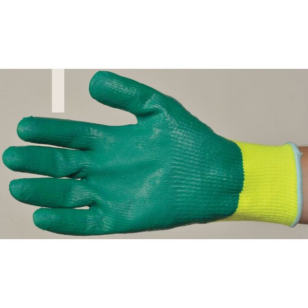 Hi-Vis Cut Resistant Coated Gloves, 4 Cut Level, Nitrile, M, 1 PR