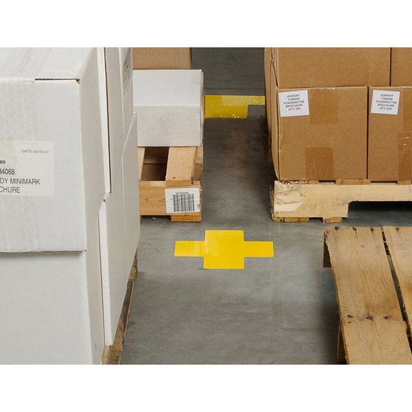 Floor Marking Tape, Cross, 2In, 5In L, PK20