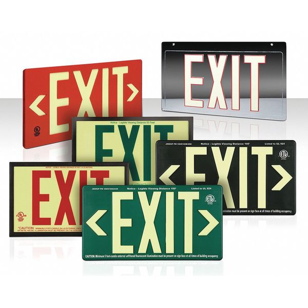 Exit Sign, 8 3/4 in x 15 3/8 in, Plastic