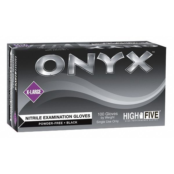 Microflex Onyx Exam Gloves with Textured Fingertips, Nitrile, Powder-Free, 2XL, Black, 100 Pack