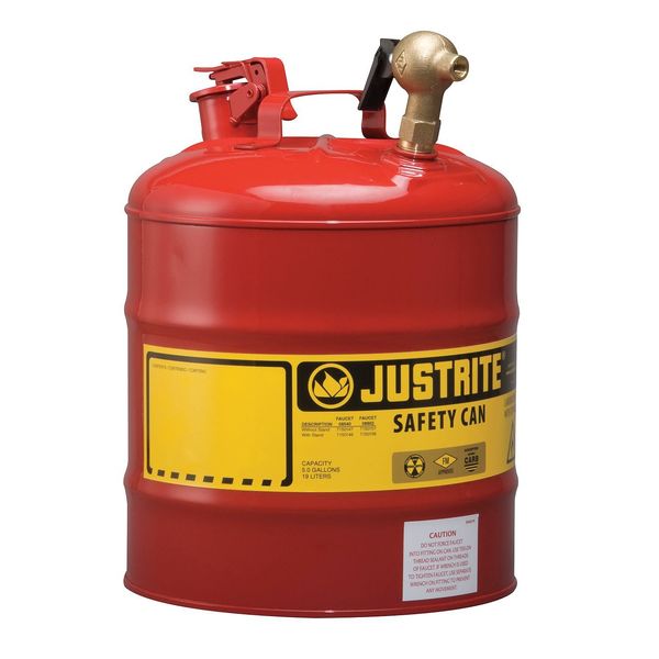 5 gal. Red Steel, Brass Type I Safety Can for Flammables