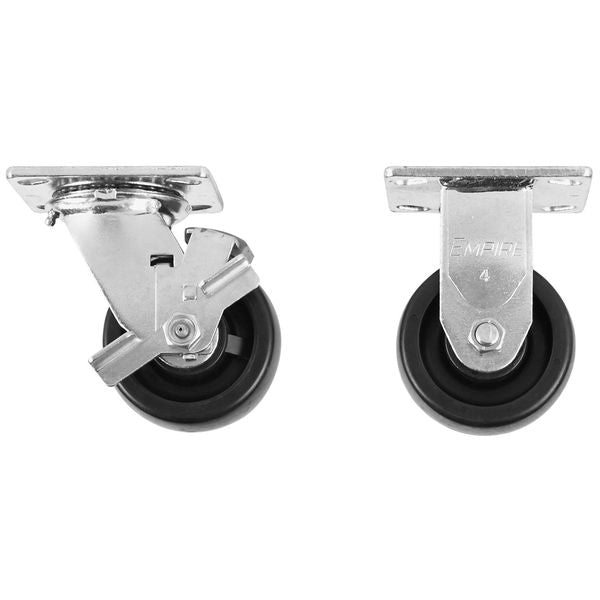 Caster Set, 2 in. W, Steel, Rubber, Black