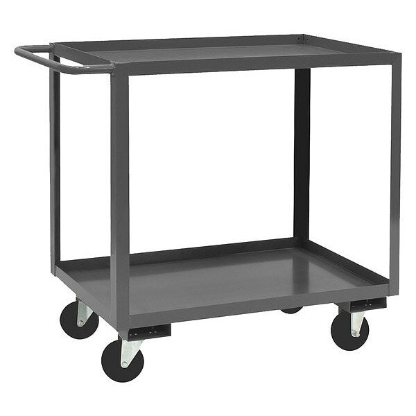Steel Utility Cart with Lipped Metal Shelves, Flat, 2 Shelves, 1,200 lb