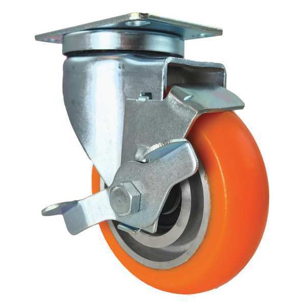 Swivel Plate Caster, w/Brake, SideStrap, 4