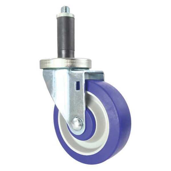 Swivel Stem Caster, Blue Rubber, 4