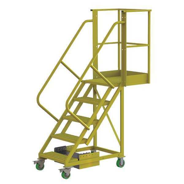 92 in H Steel Cantilever Rolling Ladder, 5 Steps