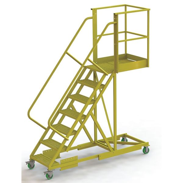 112 in H Steel Cantilever Rolling Ladder, 7 Steps