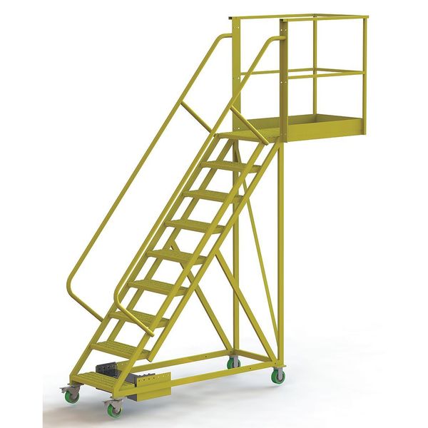 132 in H Steel Cantilever Rolling Ladder, 9 Steps