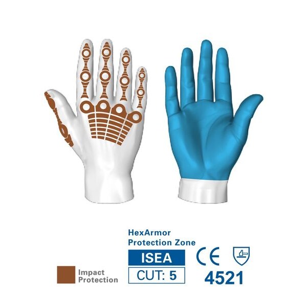 Hi-Vis Cut Resistant Impact Gloves, A8 Cut Level, Uncoated, 2XL, 1 PR