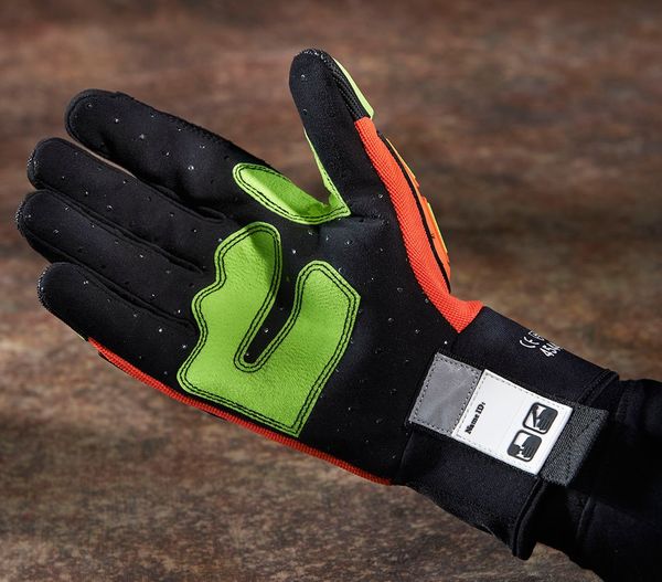 Hi-Vis Cut Resistant Impact Gloves, A8 Cut Level, Uncoated, XL, 1 PR