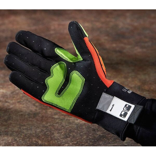 Hi-Vis Cut Resistant Impact Gloves, A8 Cut Level, Uncoated, L, 1 PR