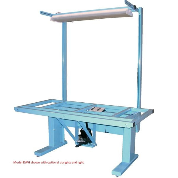 Electric Workbench, Steel, 72 in W, 24-1/2 in to 40-1/2 in Height, 600 lb, Cantilever