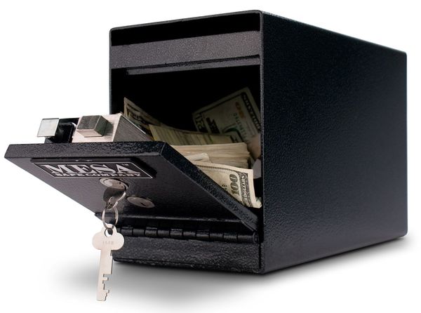 Drop Slot Depository Safe, with Dual Keyed 22 lb, Hammered Gray, Steel