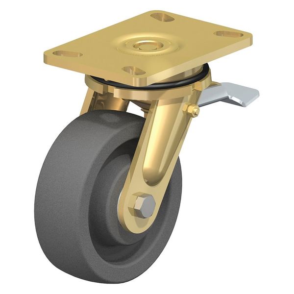 Swivel Plate Caster, Gray Nylon, 5
