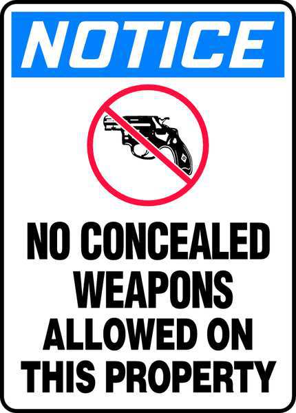 Notice Sign, 14 in H, 10 in W, Vinyl, Rectangle, English, MACC816VS