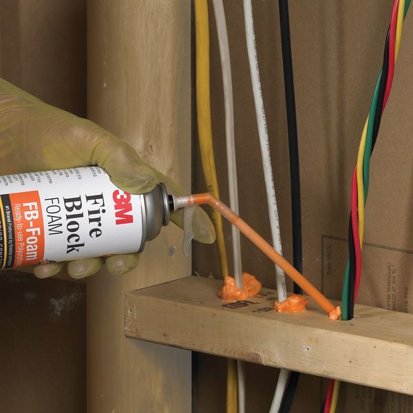 Fire Block Foam, Aerosol, Orange, Polyurethane Foam, Self-Leveling, 12 oz
