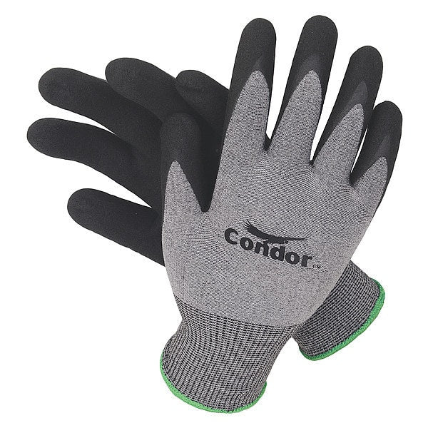 Foam Nitrile Coated Gloves, Palm Coverage, Blue/Gray, S, PR