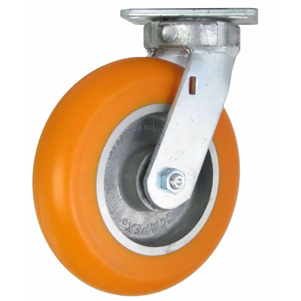 Kingpinless Swivel Plate Caster, Polyurethane, 1200 lb