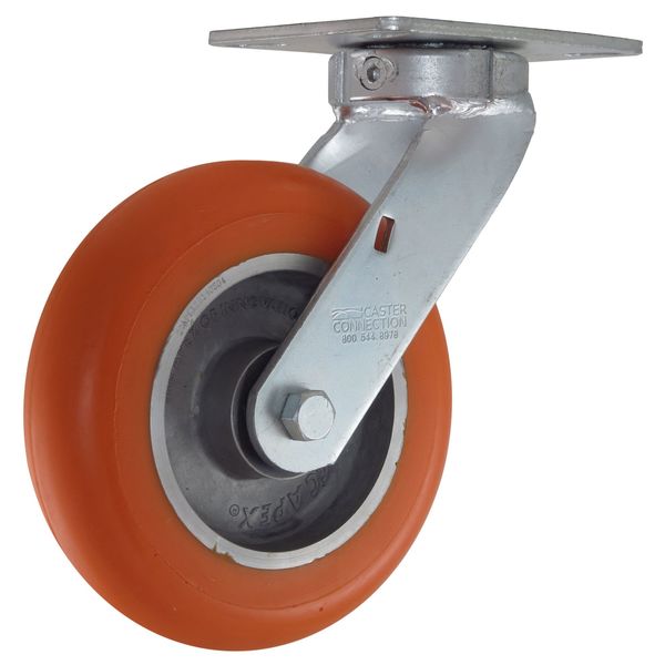 Kingpinless Swivel Plate Caster, Polyurethane, 1200 lb