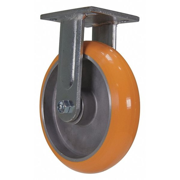 Orange Heavy Duty Rigid Polyurethane 8 x 2 Caster
