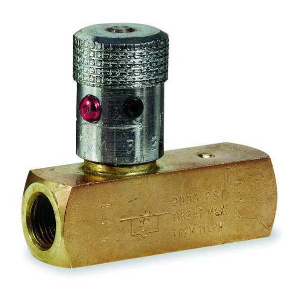 Flow Control Valve, 5 gpm Max. Flow, 2,000 psi Max. Pressure, Brass
