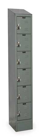 Box Locker,louvered,1 Wide, 6 Tier,gray