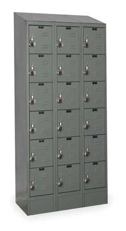 Box Locker,louvered,3 Wide, 6 Tier,gray