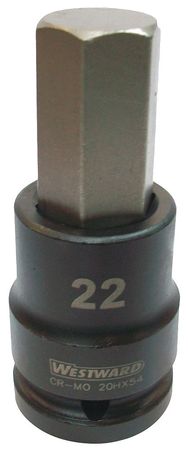 Hex Impact Socket,3/4 In. Dr,22mm (1 Uni