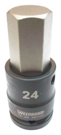 Hex Impact Socket,3/4 In. Dr,24mm (1 Uni