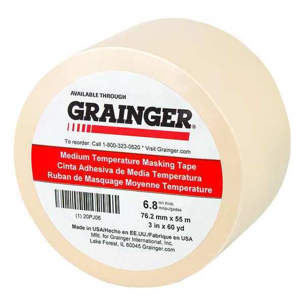 Masking Tape, Natural, 3In x 60 yd.