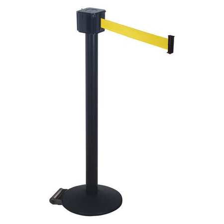 Barrier Post With Belt,30 Ft. L,yellow (