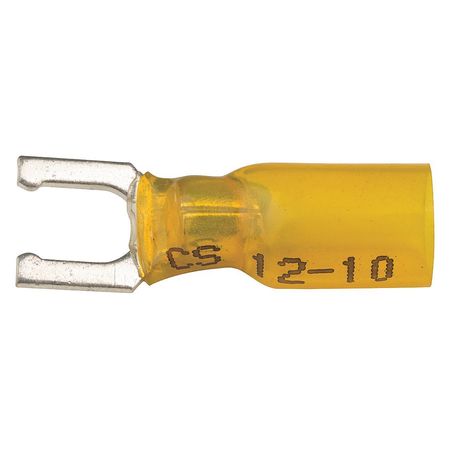 Fork Terminal,std,1/4in Stud,yellow,pk10