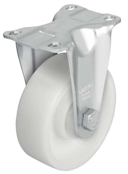 Rgd Plate Caster, Nylon, 4 in., 400 lb.