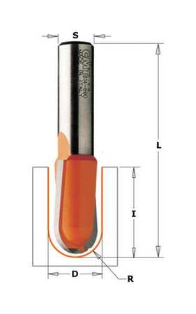 Round Nose Router Bit,hw,3/4 In (1 Units