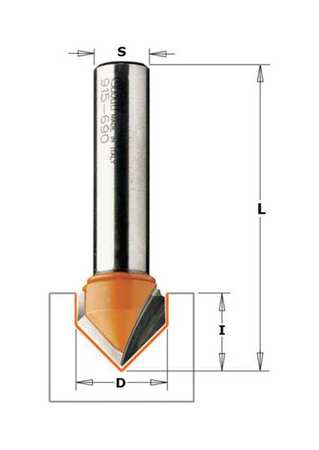 V Grooving Router Bit,hwm,1/4 In (1 Unit