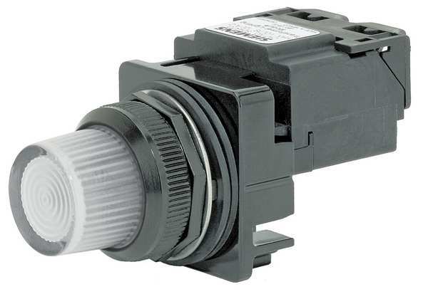 Pilot Light, LED, Transformer, White, 240VAC