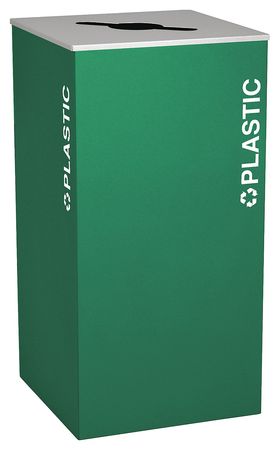 Square Bin,plastic,steel,36 Gal.,emerald