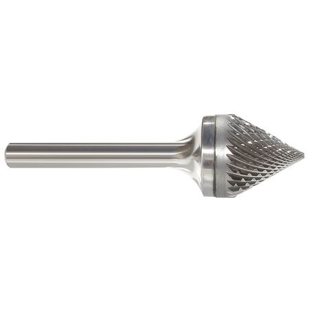 Carbide Bur,60 Deg. Cone,1/4",double Cut