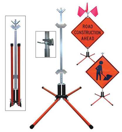 Sign Stand,rigid And Roll-up,steel,36 In